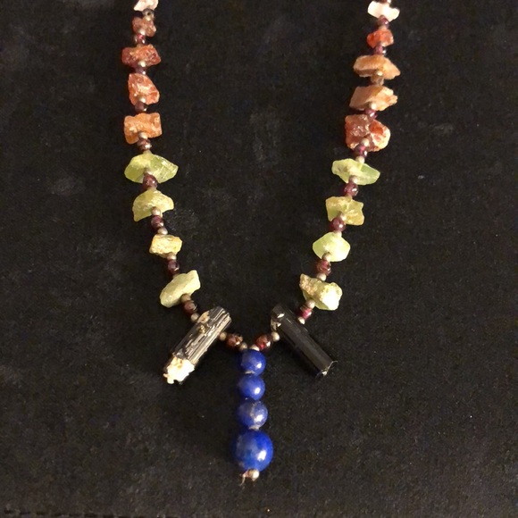 VTG 24”Green Garnet/Garnet/Tourmaline/Lapis lazuli/Etc -Natural Stone Necklace - Picture 8 of 16